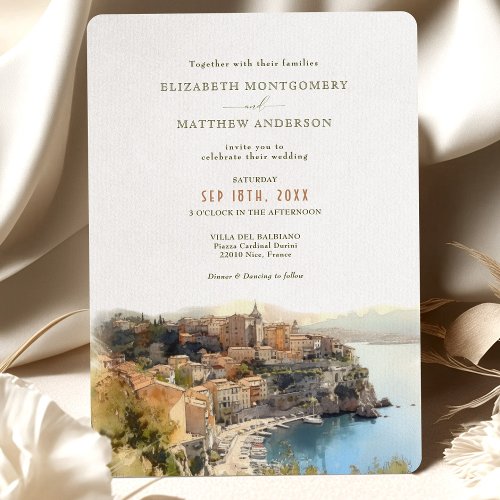 Cote dAzur French Coastal Destination Wedding Inv Invitation