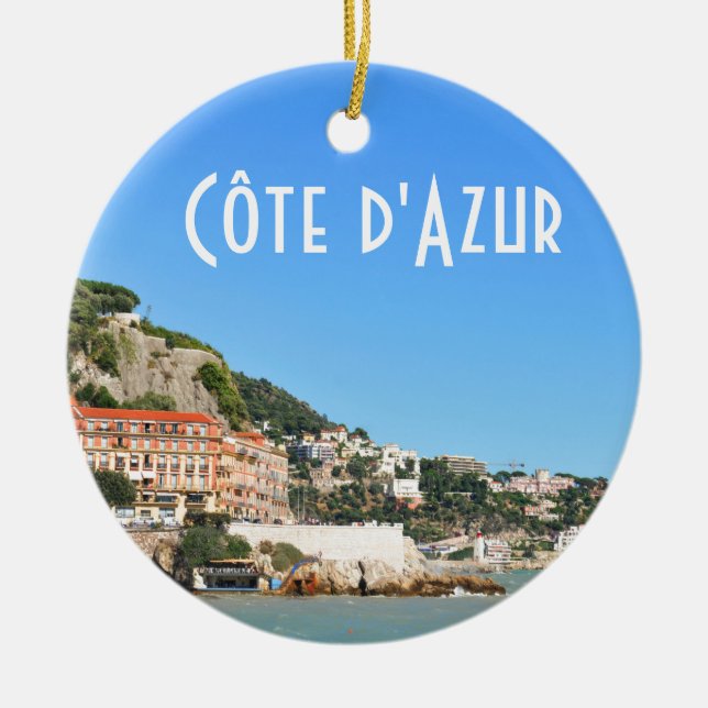 Côte d'Azur in Nice, France Ceramic Ornament (Front)