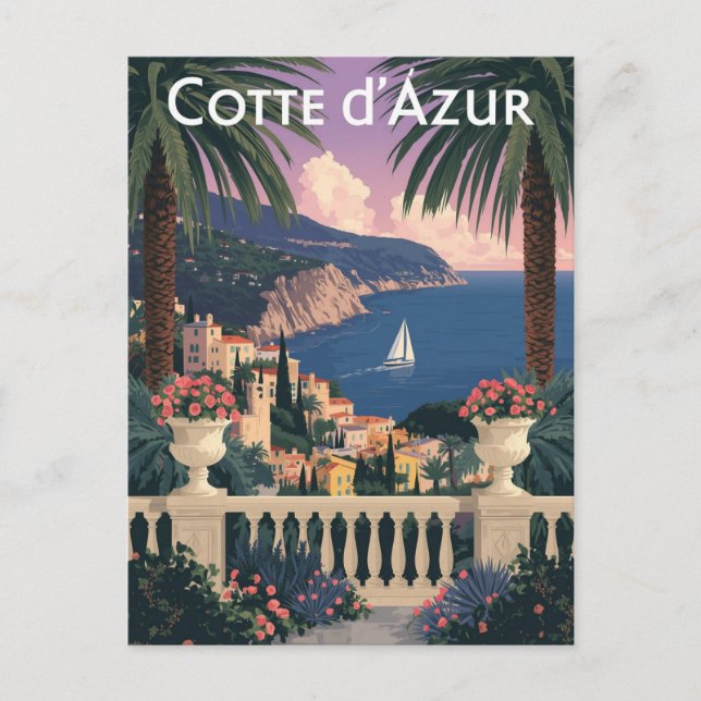 Côte d'Azur Travel Poster - French Riviera Postcard (Front)