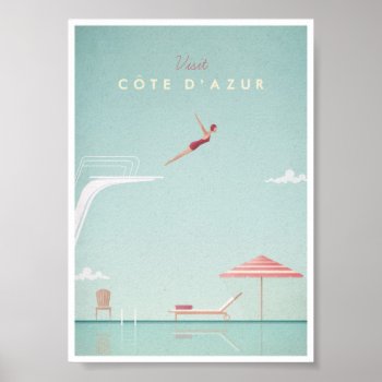 Côte D'azur Vintage Diving Travel Poster by VintagePosterCompany at Zazzle