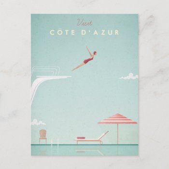 Côte D'azur Vintage Diving Travel Poster - Art Po Postcard by VintagePosterCompany at Zazzle