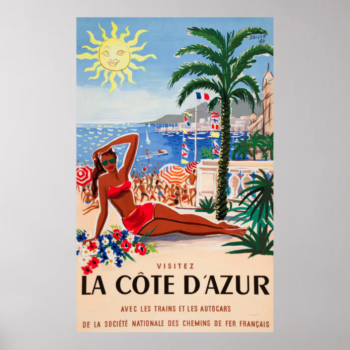 TX141 Vintage Blue Train To Cote D'Azur French Railway Travel Poster A2/A3 