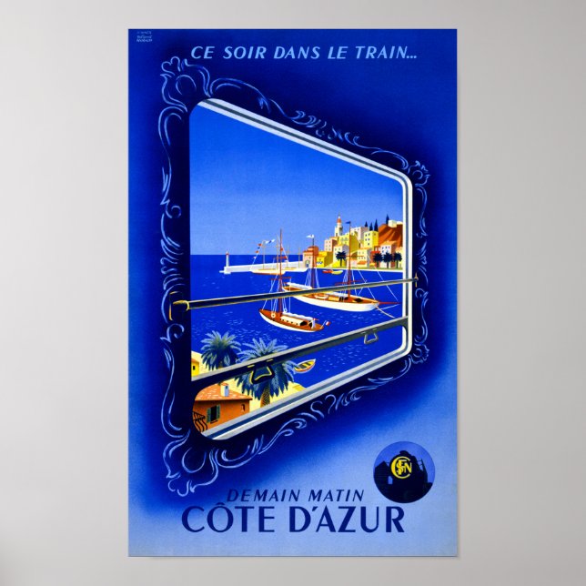 Cote d'Azur Vintage Poster Restored (Front)