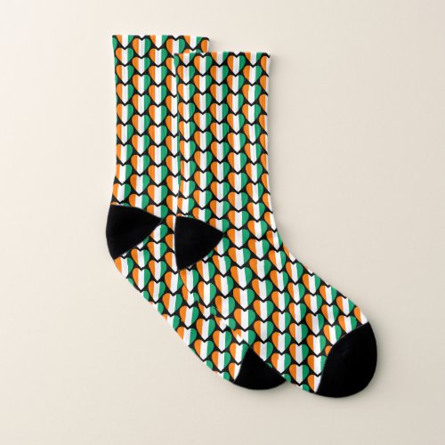 Cote dIvoire Flag Hearts Socks