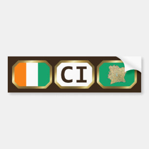 Cote d'Ivoire Flag Map Code Bumper Sticker