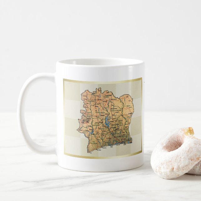 Cote d'Ivoire Flag + Map Mug (With Donut)