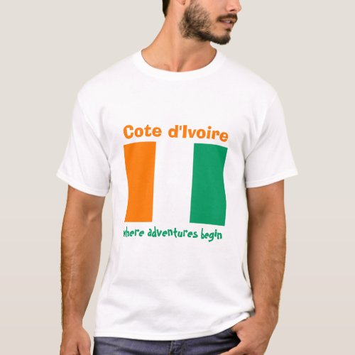 Cote dIvoire Flag  Map  Text T_Shirt