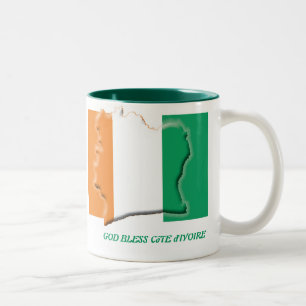 COTE D'IVOIRE FLAG Scripture Customized White Two-Tone Coffee Mug