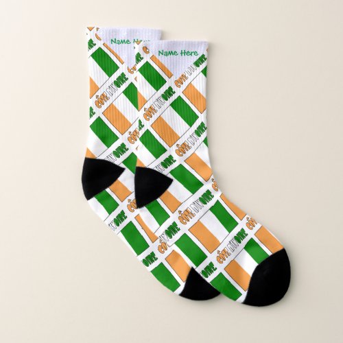 Cte DIvoire Ivory Coast Flag Tiled Green Person Socks