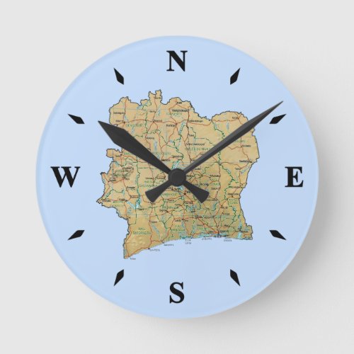 Cote dIvoire Map Clock