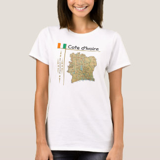 Cote d'Ivoire Map + Flag + Title T-Shirt