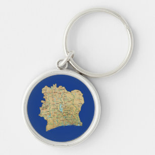 Cote d'Ivoire Map Keychain
