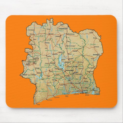 Cote dIvoire Map Mousepad