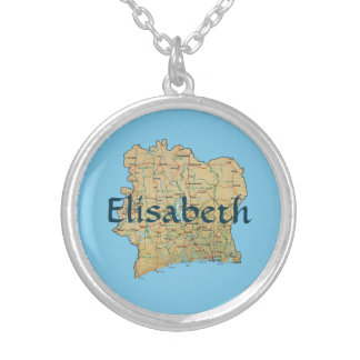 Cote d'Ivoire Map + Name Necklace