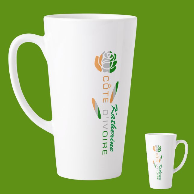 Côte D'Ivoire Rose Flag Personalized Large Latte Mug (Creator Uploaded)