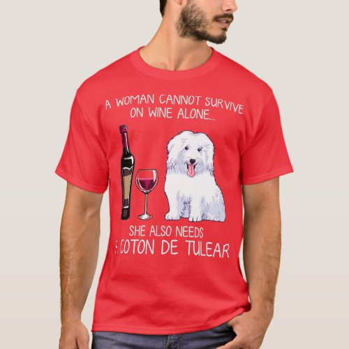 Coton de Tulear and wine Funny dog  T_Shirt