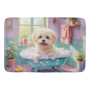 Coton de Tulear Bath Time Fluffy Bathroom Decor Mat