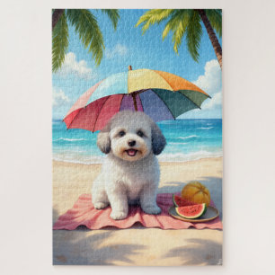 Coton de Tulear Beach Relax Scene Jigsaw Puzzle