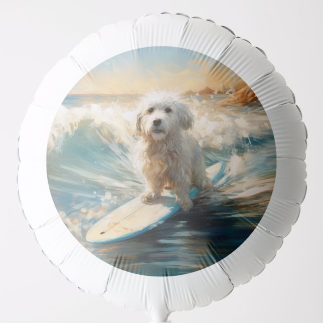 Coton De Tulear Beach Surfing Painting Balloon (Front)