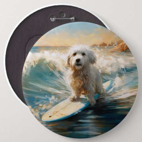 Coton De Tulear Beach Surfing Painting Button