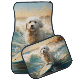 Coton De Tulear Beach Surfing Painting Car Floor Mat