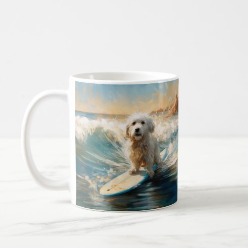 Coton De Tulear Beach Surfing Painting Coffee Mug