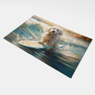 Coton De Tulear Beach Surfing Painting Doormat