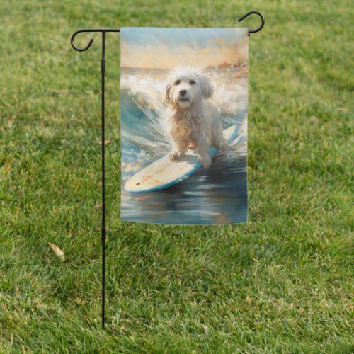 Coton De Tulear Beach Surfing Painting Garden Flag