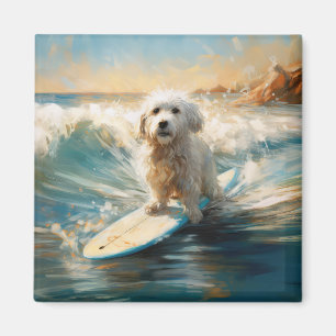 Coton De Tulear Beach Surfing Painting Magnet