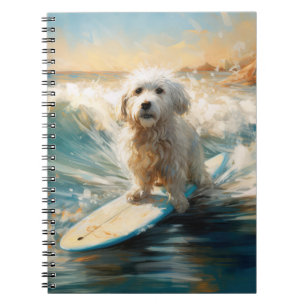Coton De Tulear Beach Surfing Painting Notebook