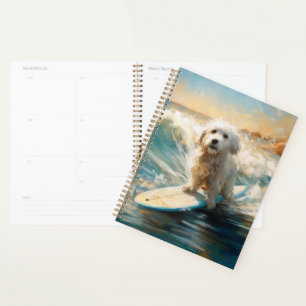 Coton De Tulear Beach Surfing Painting Planner