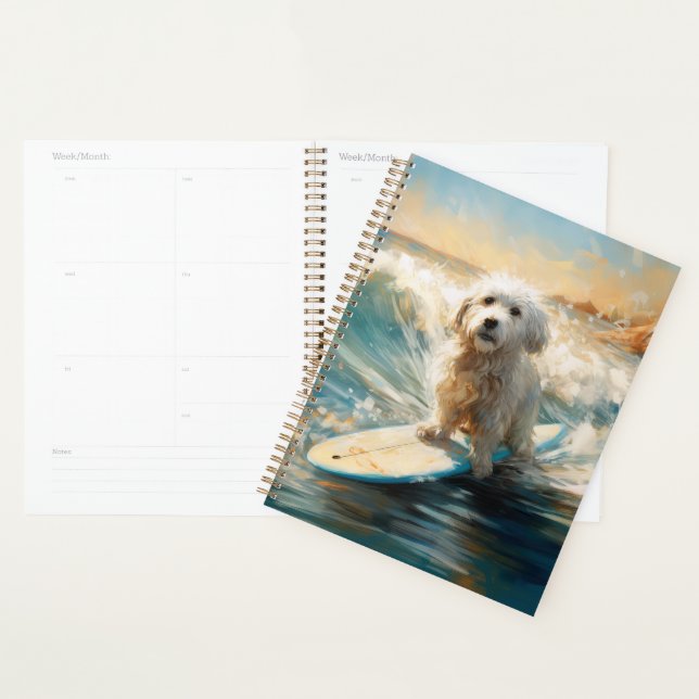 Coton De Tulear Beach Surfing Painting Planner (Display)