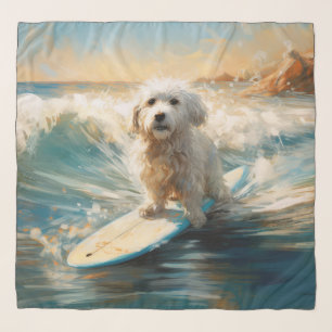 Coton De Tulear Beach Surfing Painting Scarf