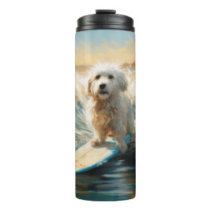 Coton De Tulear Beach Surfing Painting Thermal Tumbler