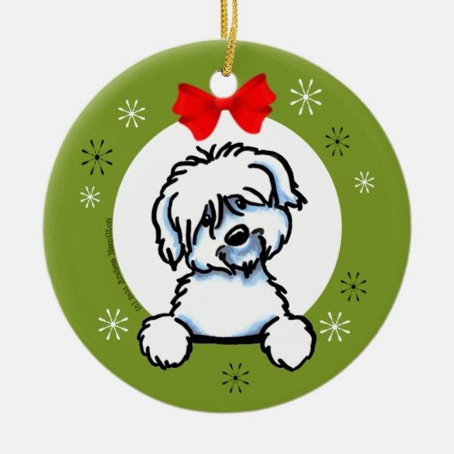 Coton de Tulear Christmas Classic Ceramic Ornament (Front)