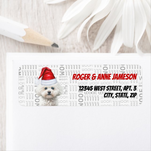 Coton de Tulear Christmas Dog Return Address Label (Insitu)