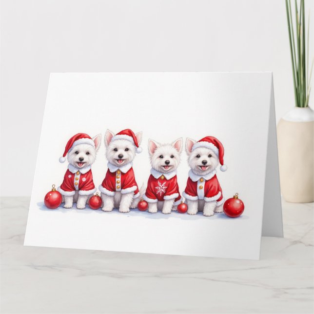 Coton de Tulear Christmas Dress Santa Hat Card (Front)