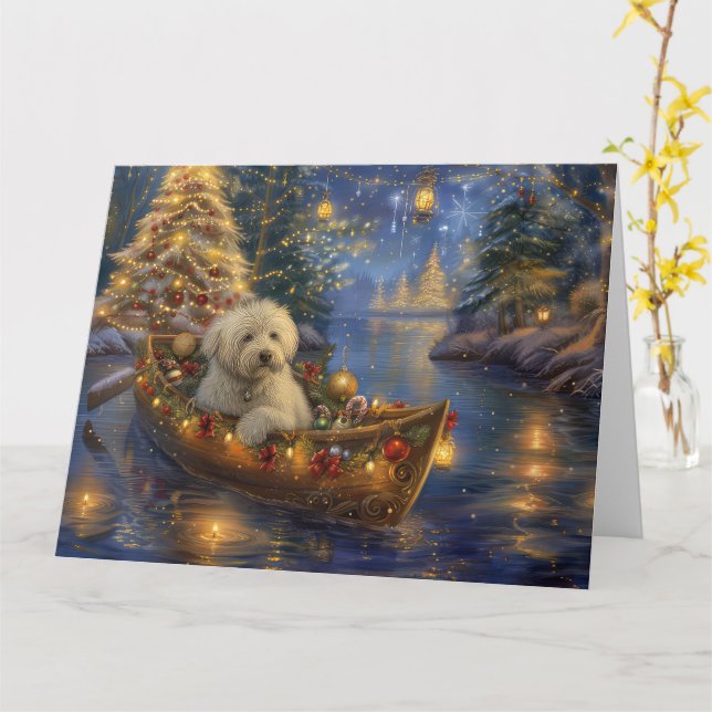 Coton De Tulear Christmas Festive Voyage  Card (Yellow Flower)