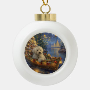 Coton De Tulear Christmas Festive Voyage Ceramic Ball Christmas Ornament