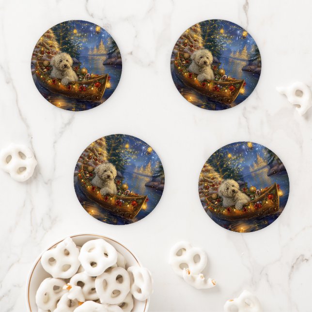 Coton De Tulear Christmas Festive Voyage  Coaster Set (In Situ)