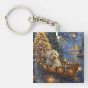Coton De Tulear Christmas Festive Voyage Keychain