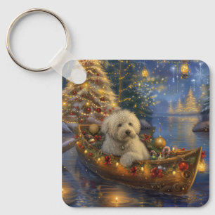Coton De Tulear Christmas Festive Voyage Keychain