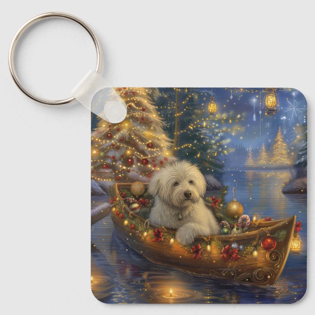 Coton De Tulear Christmas Festive Voyage  Keychain (Front)