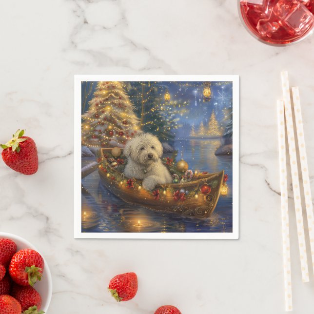 Coton De Tulear Christmas Festive Voyage  Napkins (Insitu)
