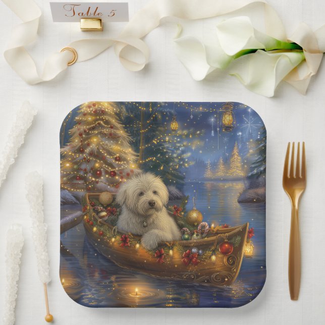 Coton De Tulear Christmas Festive Voyage  Paper Plates (Wedding)
