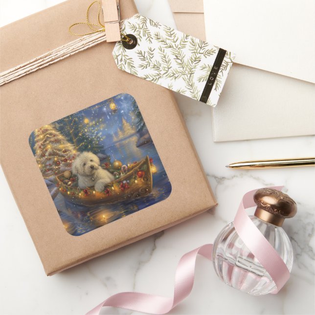Coton De Tulear Christmas Festive Voyage  Square Sticker (Gifting)