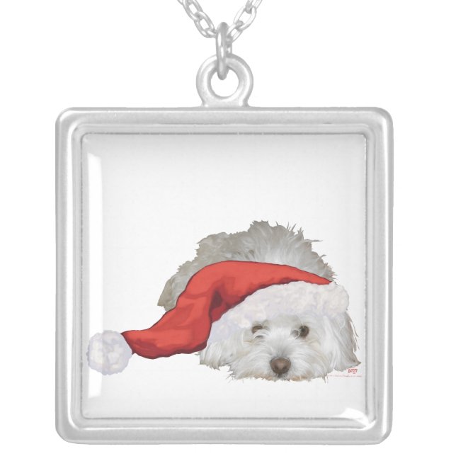 Coton de Tulear Christmas Portrait Necklace (Front)