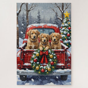 Coton de Tulear Christmas Red Truck Holiday Jigsaw Puzzle