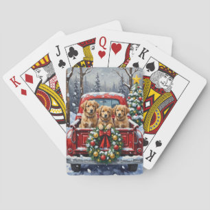 Coton de Tulear Christmas Red Truck Holiday Poker Cards