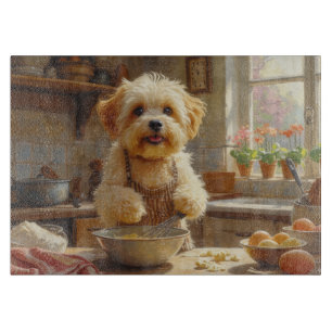 Coton de Tulear Cooking in Kitchen Cutting Board